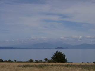 Lake Taupo, Blick nach Süden zum Tongariro NP